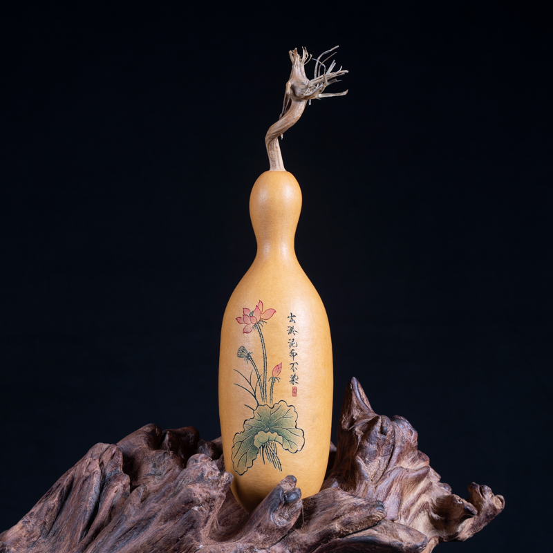 葫仙天然小葫芦手把件非遗手工雕刻针画手捻文玩瓶子胡芦家居摆件