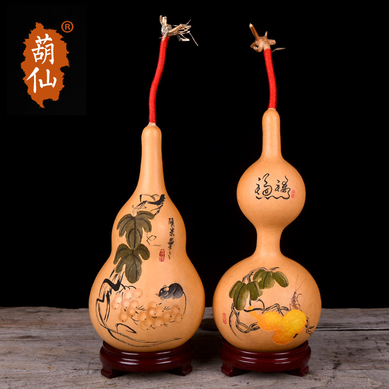 天然葫芦摆件烙画雕刻墨刻非遗手工艺品葫芦中国风礼品送长辈领导