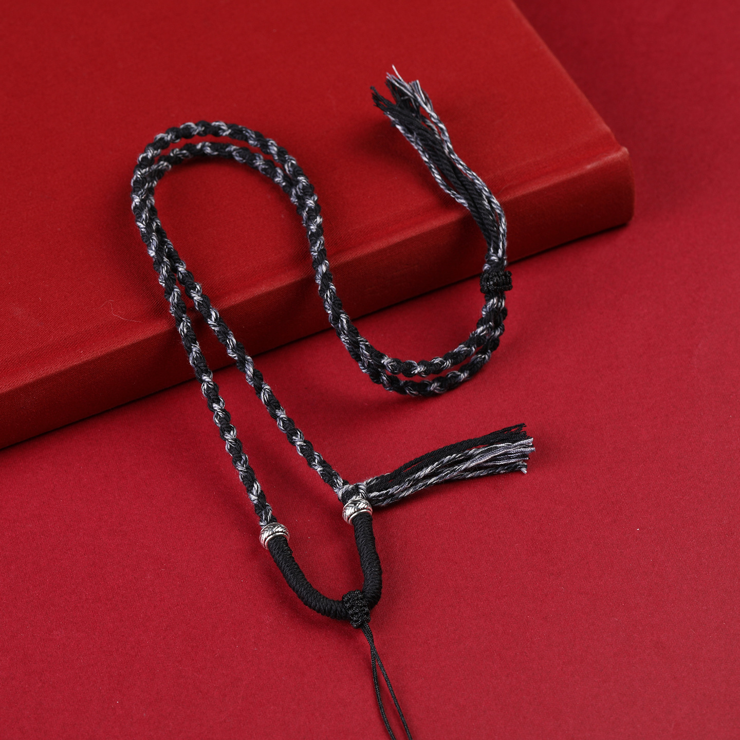 五路财神项链藏式手工编织棉鞋八股编织吊坠项链唐卡挂绳佛牌吊坠