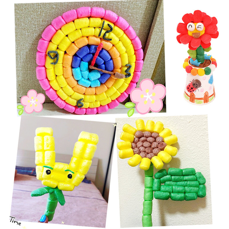 玉米粒魔法手工diy粘贴画材料彩色泡沫粒幼儿园儿童积木早教玩具