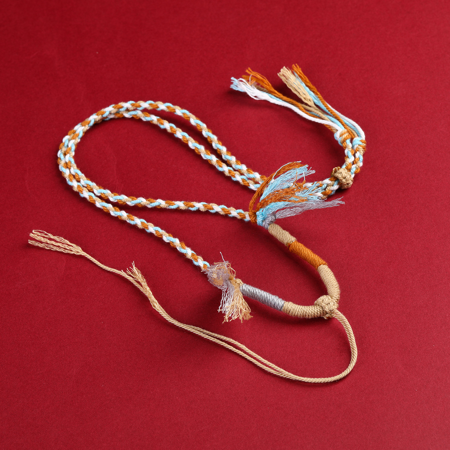 藏式手搓棉线民族风手编情侣棉麻挂脖绳子吊坠绳蜜蜡文玩挂件配绳