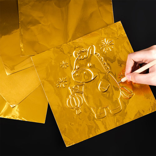 非遗手工錾刻锡纸画三星