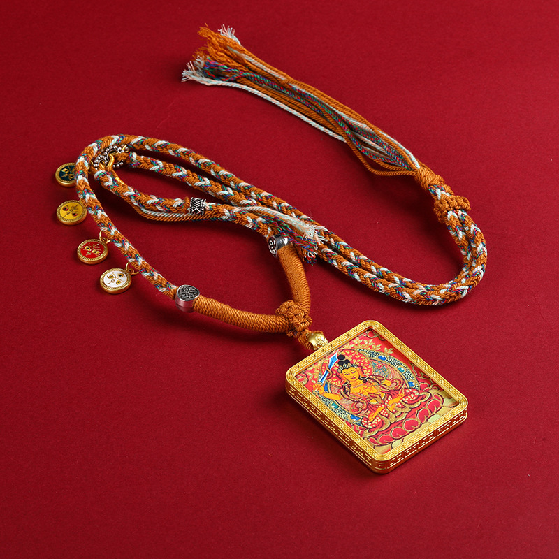 唐卡八大守护神描金项链十二生肖守护神双面描金手绘唐卡手绘吊坠