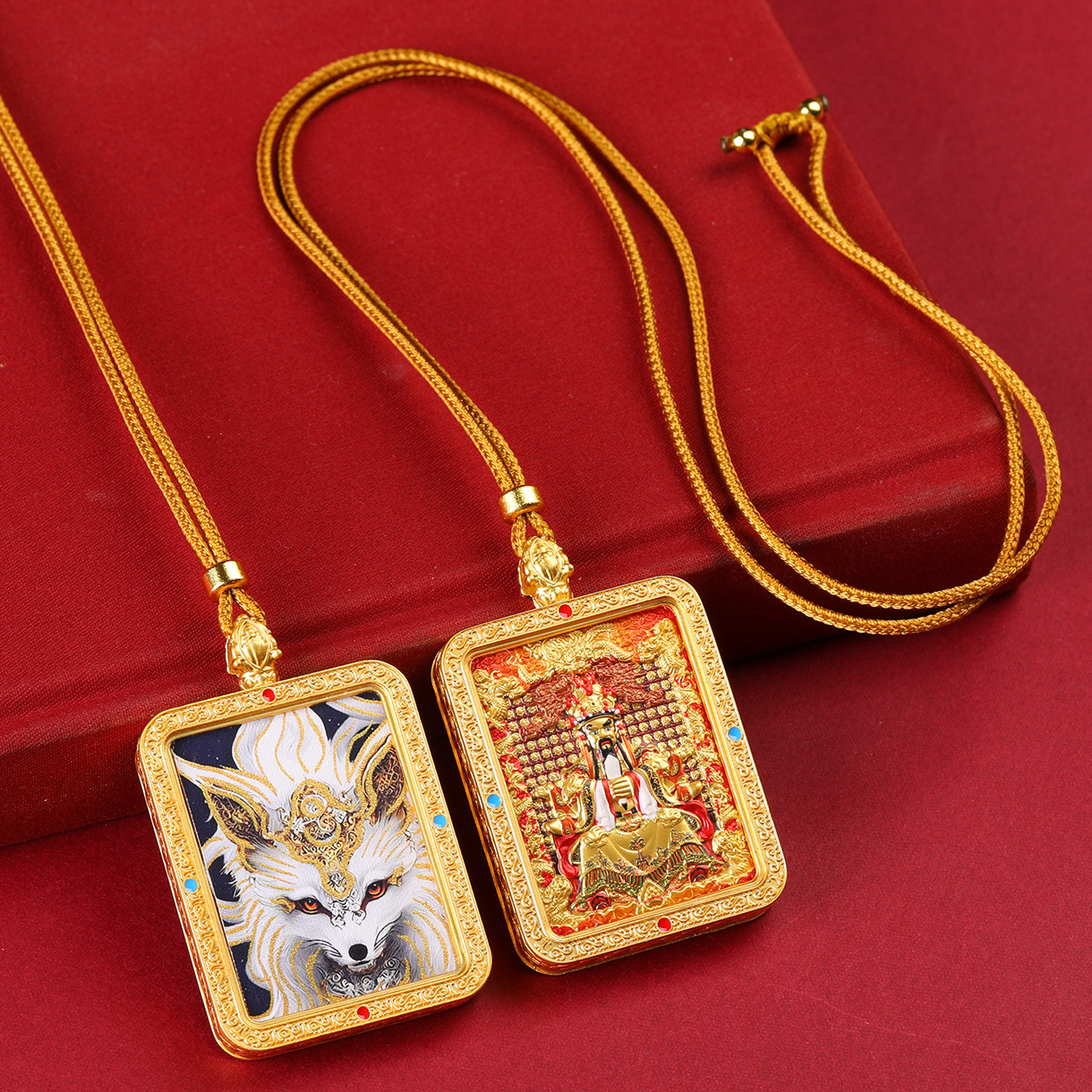 藏式半手绘唐卡项链双面