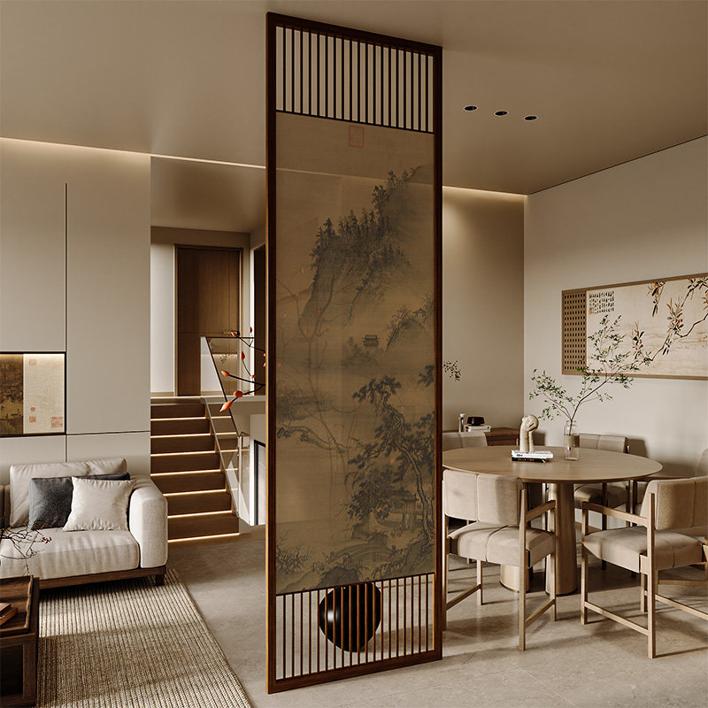 宋氏美学新中式实木屏风隔断客厅入户正对门玄关茶室背景座屏山水,住宅家具,座屏,淘宝优惠券,粉丝福利购,淘宝优惠卷