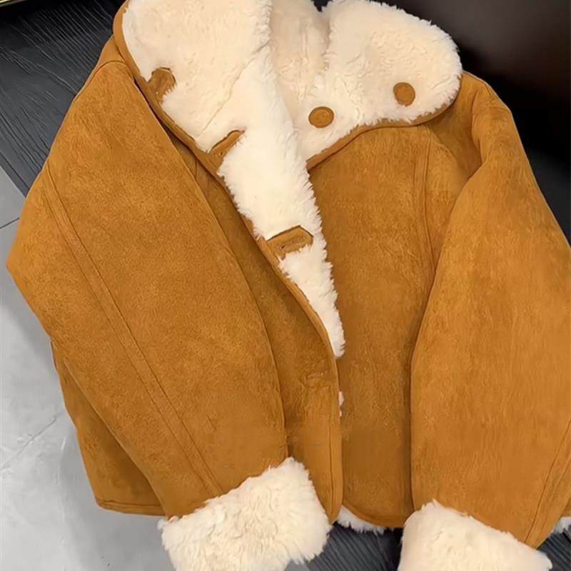 2025新款羊羔毛加厚短外套女爆款秋冬季独特超好看皮毛一体羊羔绒,女装/女士精品,短外套,淘宝优惠券,粉丝福利购,淘宝优惠卷