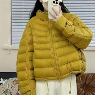 2025新款秋冬90白鸭绒排骨羽绒服女短款韩系时尚立领保暖宽松外套
