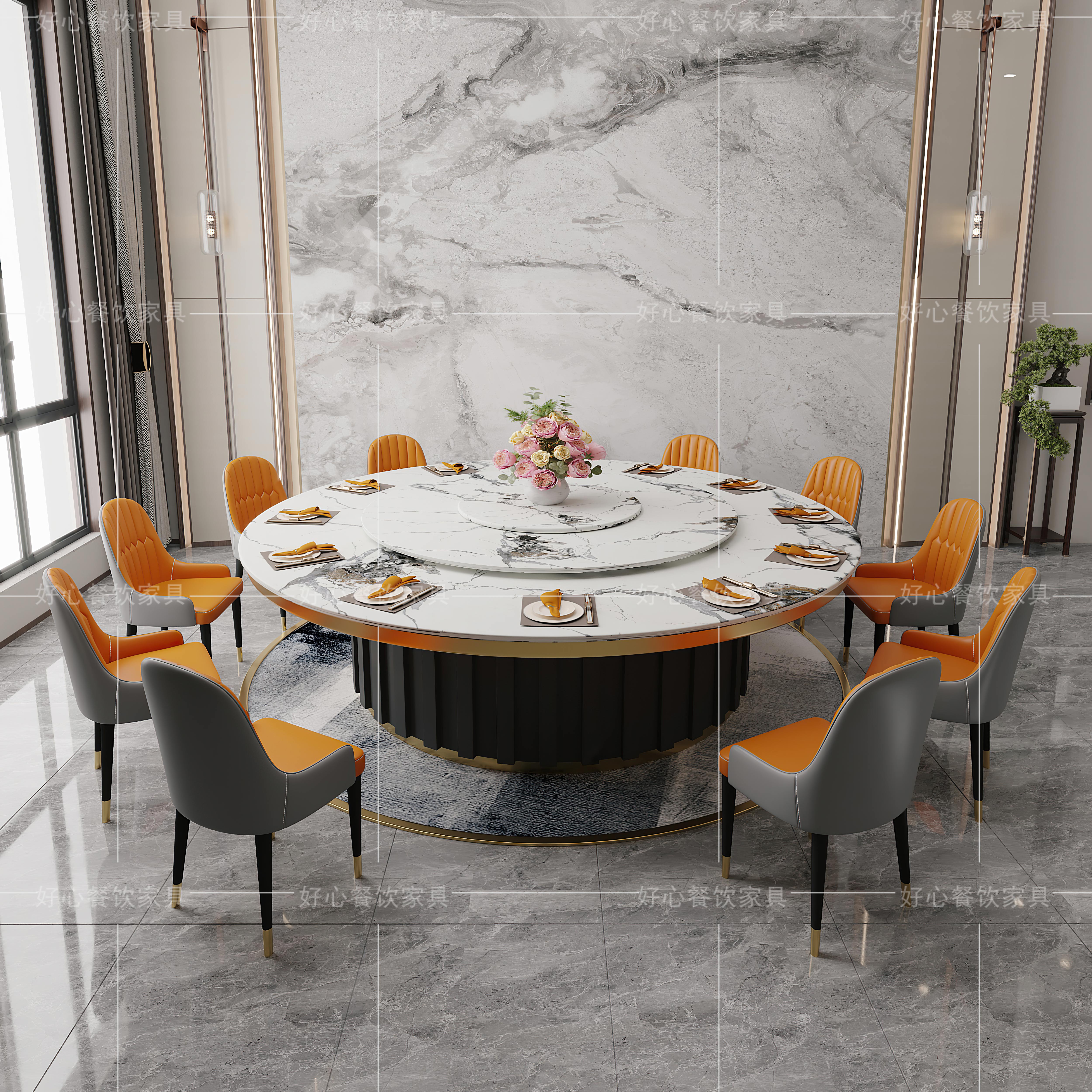 岩板简约大方岩板大圆桌性价比