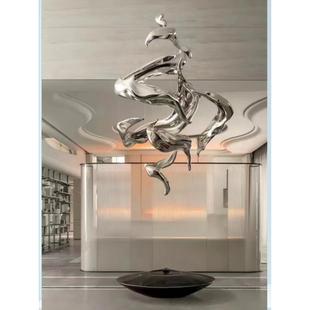 软装水滴海浪银色鱼吊饰雕塑玻璃钢酒店大堂客厅波浪天花吊顶装置