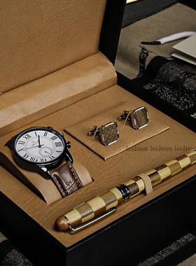 意式手表套盒男士绅士妆台收纳盒袖扣钢笔衣帽间样板房展示摆件