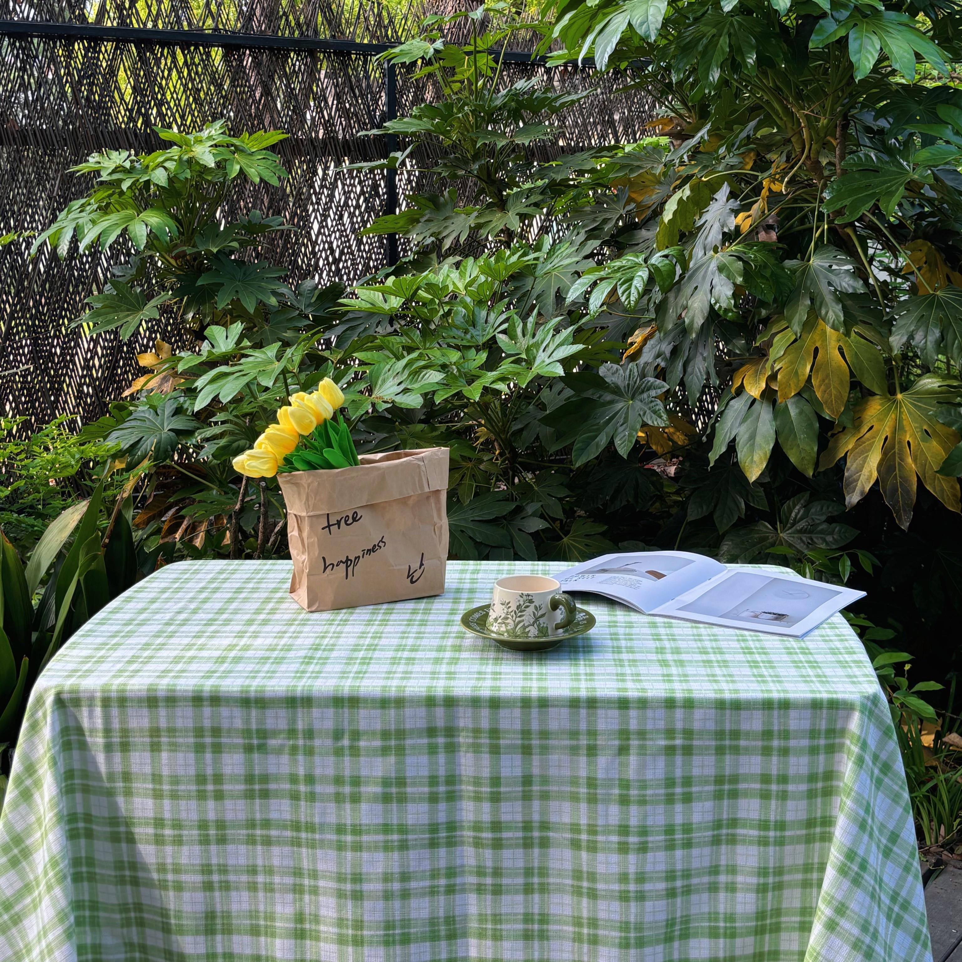 LUMOS HOME ins风小清新简约绿色格子餐桌书桌柜子茶几防尘桌布