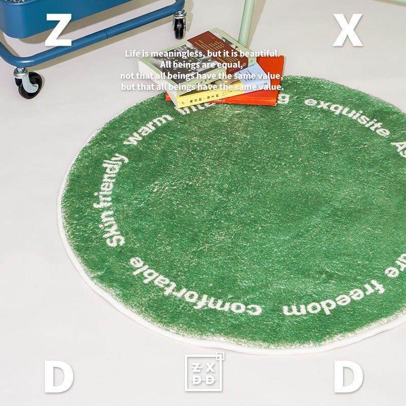 卡通北欧圆形地毯卧室可爱满铺床边垫加厚羊羔绒儿童地垫房间地毯