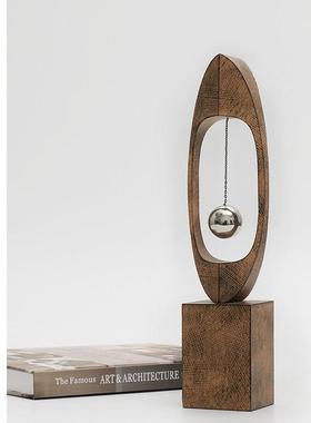 中古侘寂风金属摆球装饰品摆件样板间售楼处书房写字桌书柜装饰品