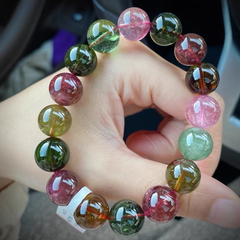 天然巴西老料碧玺手链圆珠串大颗粒大尺寸多款选择浓艳通透送礼