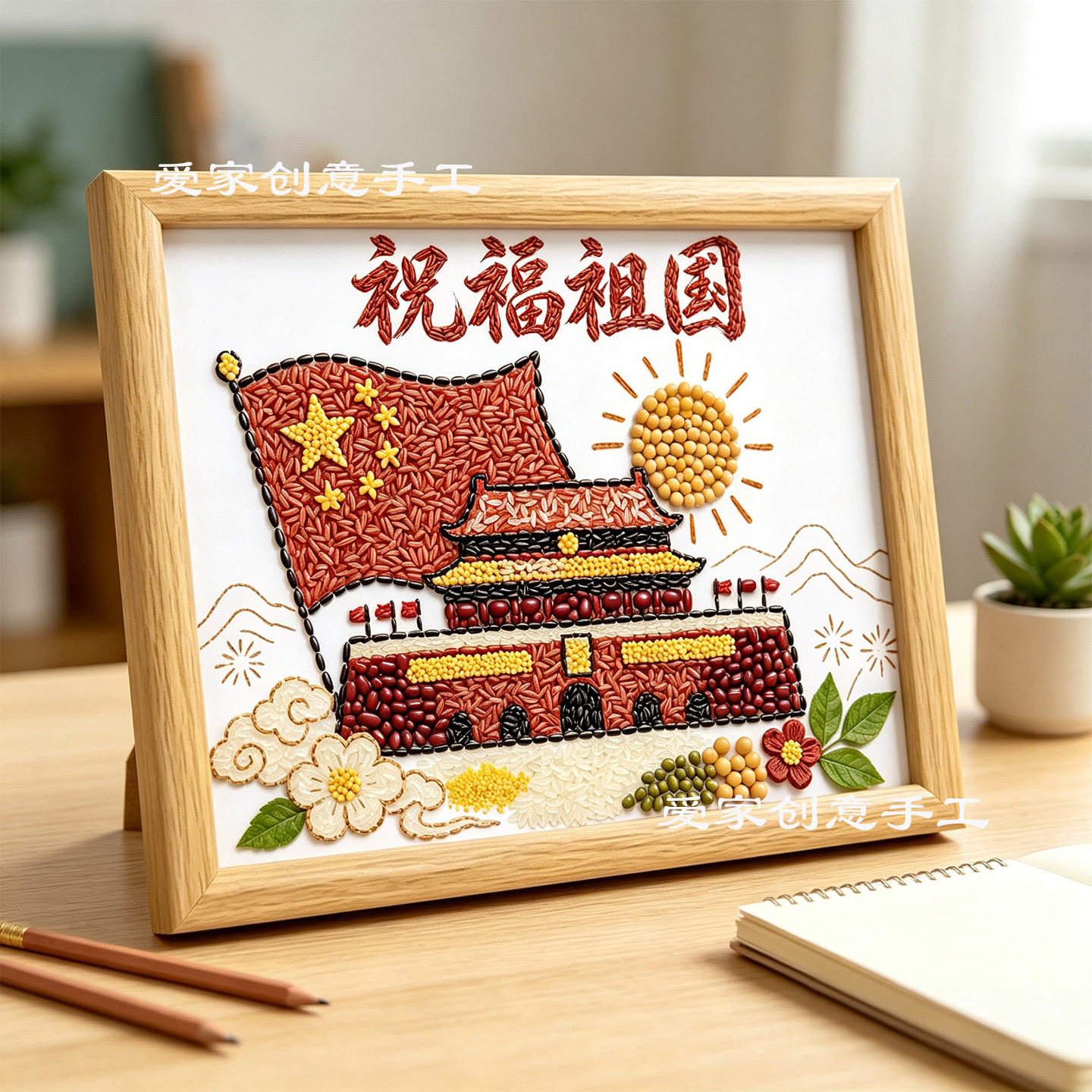 中国地图国庆节五谷杂粮种子小学生手工粘贴画DIY创意制作材料包