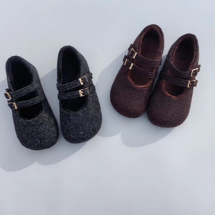 韩版童鞋2025女童冬季新款玛丽珍呢子公主皮鞋儿童加绒保暖棉鞋