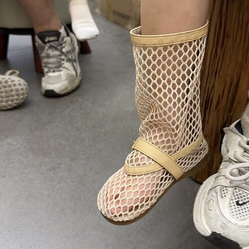 韩版童鞋2026女童春夏新款高筒渔网凉靴中大儿童时髦个性透气凉鞋