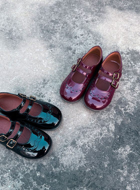 韩版童鞋2026女童春季新款英伦风复古公主皮鞋儿童魔术贴软底单鞋