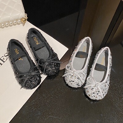 皮鞋公主鞋女童爱莎亮片公主春秋