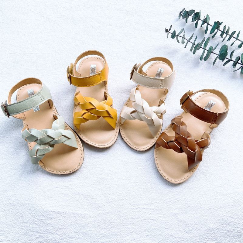 韩国童鞋2020女童夏季新款韩版时尚交叉织带凉鞋糖果色公主凉鞋潮