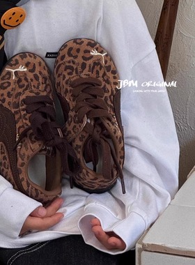 JBM 2025新款儿童秋季百搭款豹纹板鞋休闲鞋潮流中大童休闲板鞋