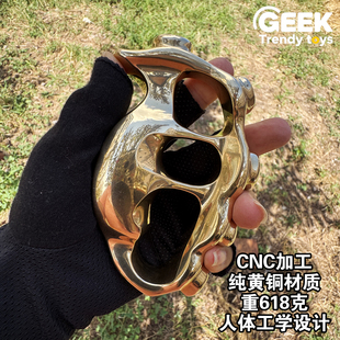 黄铜拳防身手撑子四拳套武器虎指指虎指虎拳手工指环【极客潮玩】