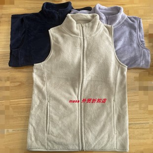 外贸日单 立领家居坎肩男轻暖马甲背心保暖内搭秋冬 女珊瑚绒开衫