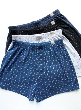 外贸男式纯棉四角裤肥佬大码高腰家居短裤男士开口宽松平角内裤