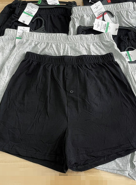 外贸男士纯棉宽松平角内裤男四角裤透气全棉高腰家居短裤男款睡裤