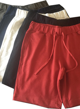 原单全棉针织毛圈短裤男外贸纯色中裤夏季宽松运动休闲五分裤大码