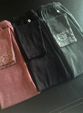 外贸大码色拉姆腰膝加绒加护保暖裤女秋裤薄款加肥修身棉毛裤日单