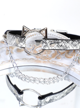 小众蛇皮纹项圈个性PU项链