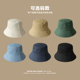 纯色光版 渔夫帽男士 大头围百搭遮阳帽子女生大帽檐大脸显脸小盆帽