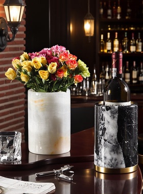 轻奢大理石酒桶摆件多用收纳桶