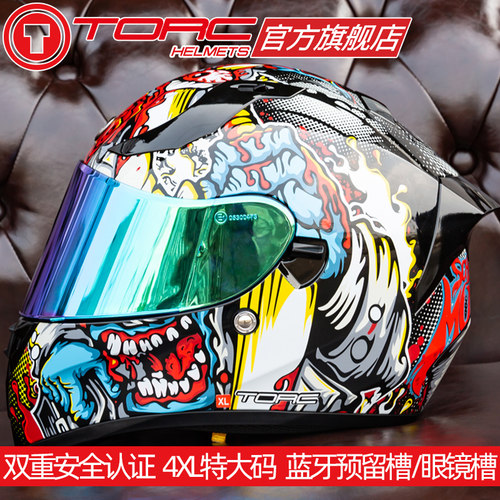TORC摩托车双镜片头盔全盔四季3c