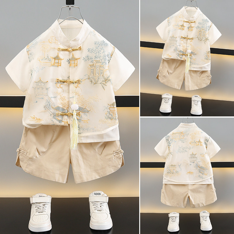 男宝周岁礼服小少爷汉服男童国风夏季套装新款儿童新中式国庆唐装