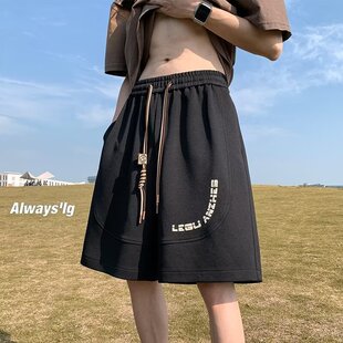 大码休闲短裤夏季男款宽松外穿直筒休闲裤美式运动篮球男生五分裤