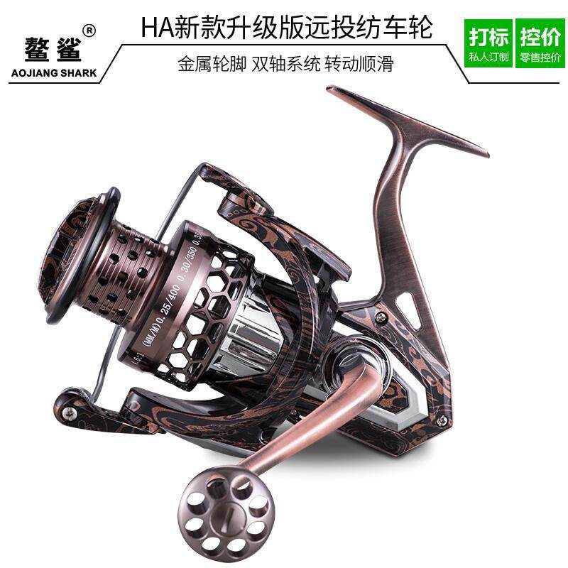 闲鱼二手市场AS猎渔王鳌鲨微物纺车轮全金属古铜HA远投轮水滴轮渔
