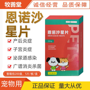 牧善堂恩诺沙星片猫狗产后消炎药猫咪子宫蓄脓乳腺炎利尿泌尿感染