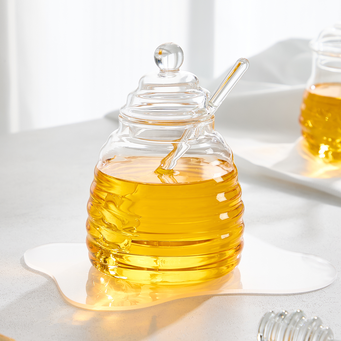 蜂蜜专用罐带搅拌棒高硼硅玻璃