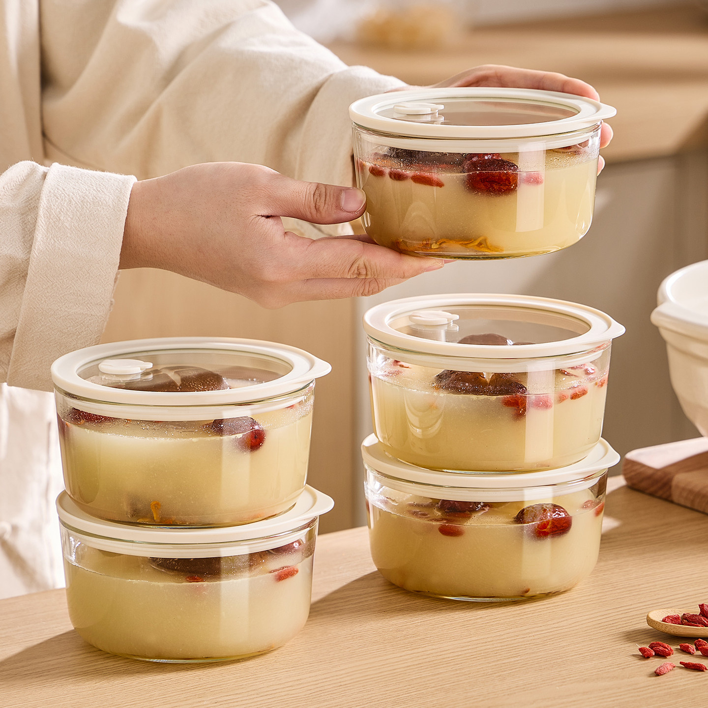 冻汤分装盒冰箱专用食品级鸡汤高汤保鲜盒可冷冻可微波玻璃密封罐