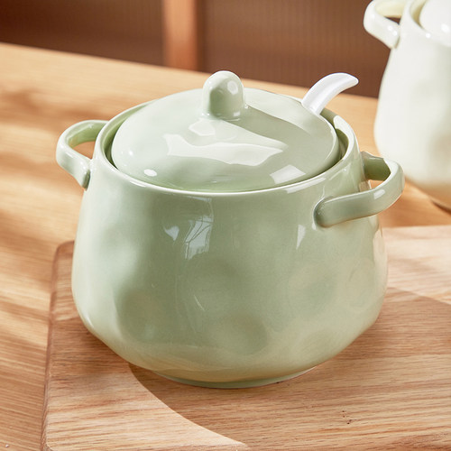 陶瓷耐高温猪油罐滤油带盖调料罐