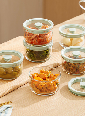 咸菜盒玻璃保鲜盒小碗密封罐食品级泡菜专用榨菜盒小饭盒迷你带盖