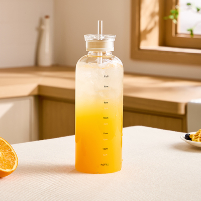 夏日必备水杯冷饮冲泡玻璃吸管杯