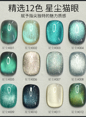 凯莉凯莎秋冬绿色星尘猫眼甲油胶2025新款爆闪显白全套美甲店专用