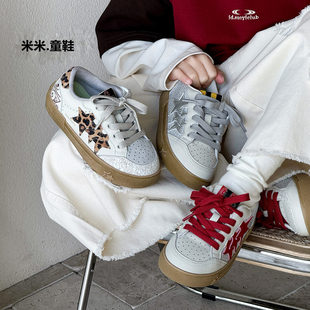 真皮儿童星星鞋魔术贴带钻女童板鞋春季2026新款休闲鞋男童运动鞋