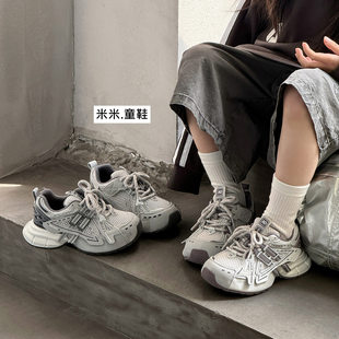 2026春夏儿童老爹鞋单网透气女童运动鞋轻便厚底休闲童鞋男童跑鞋
