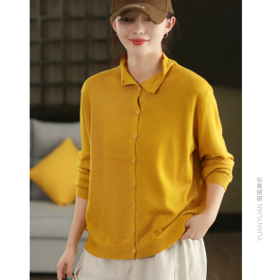 长袖 园园美衣时尚 秋款 女柔软打底衫 单排扣上衣内搭毛衣 羊毛针织衫