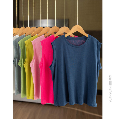 亚麻棉背心套头内搭纯色上衣