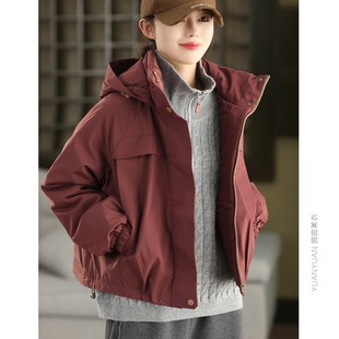 内里羊毛加厚冲锋衣外套棉服2025年冬季高密防水保暖连帽棉衣棉袄